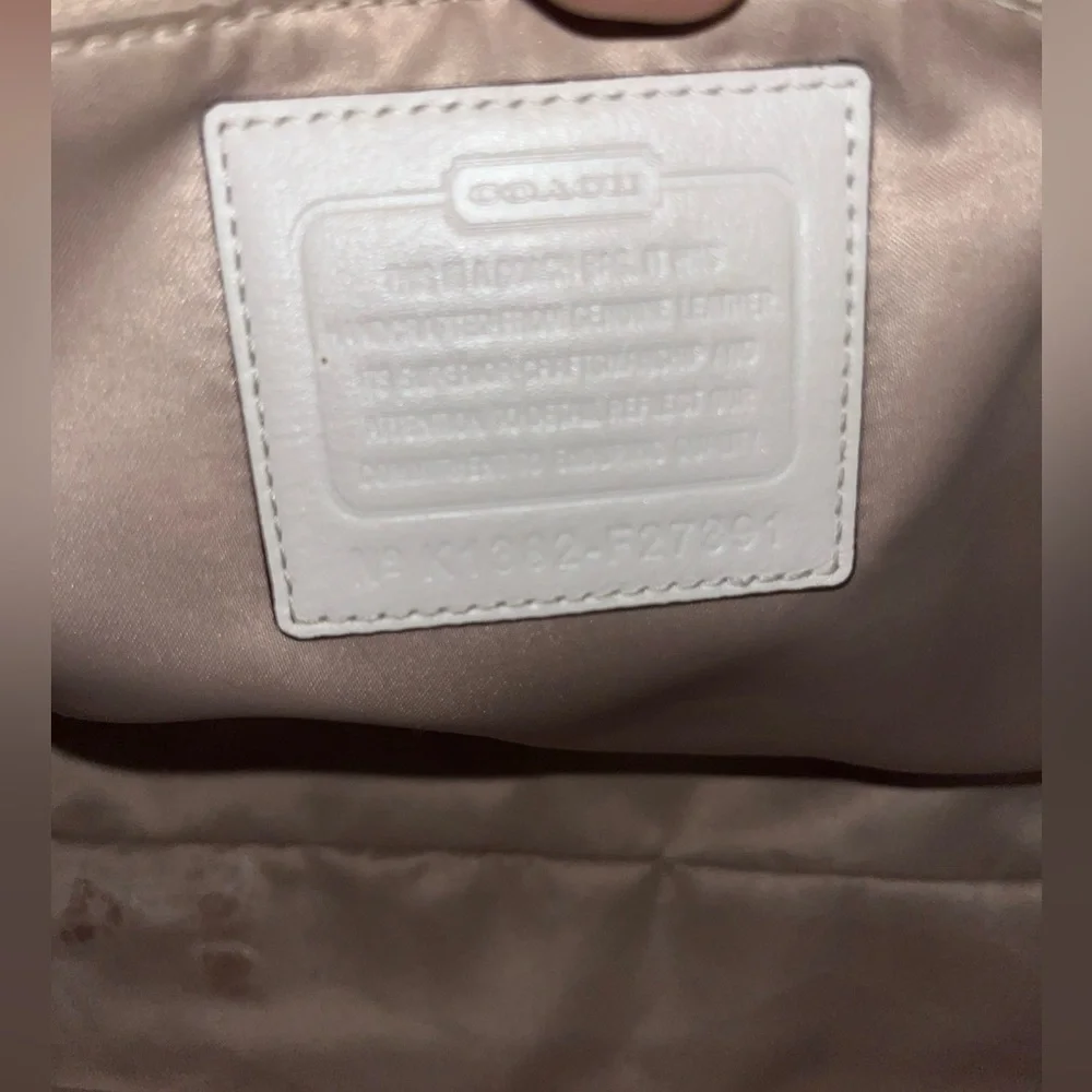 Coach All Leather Taylor Eyelet Shoulder Carryall Handbag tote purse F27391 wht - Picture 5 of 10
